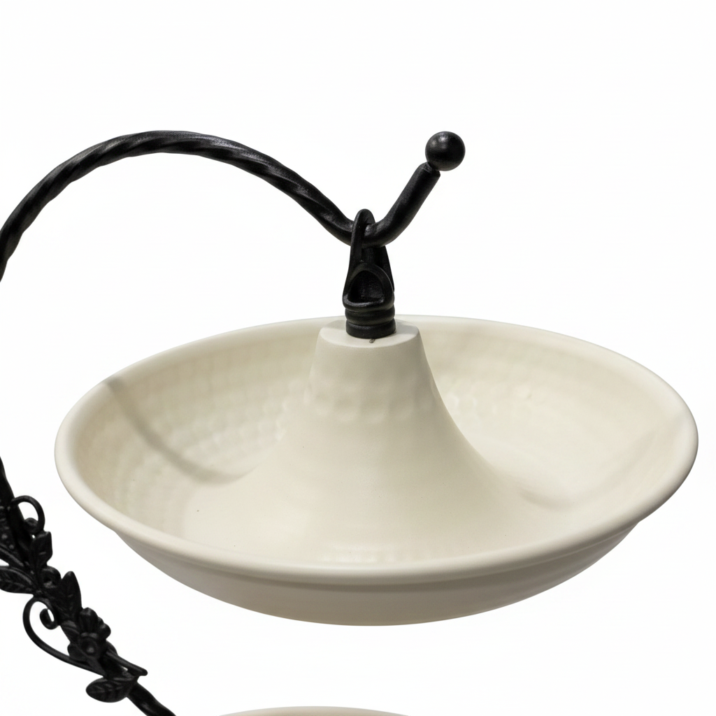 Cream Round 2-Tier Metal Serving Tray - 20 × 20 × 15 cm