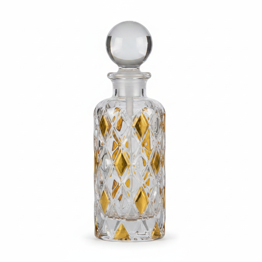 Mayflower Crystal Cut Glass Perfume Bottle with Golden Shade – 200ml / 250ml