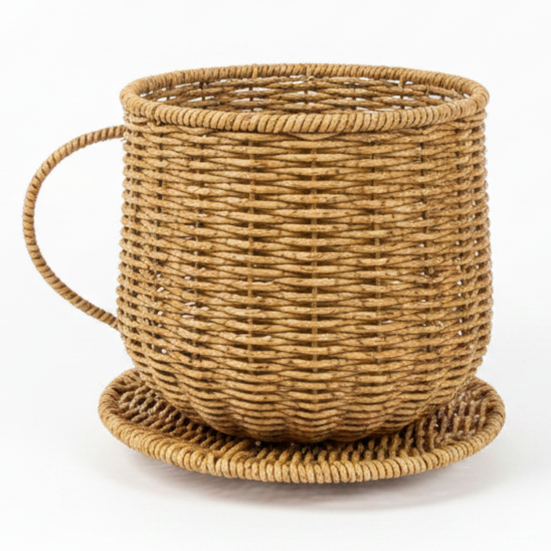 Wire Decorative Cup & Saucer Set | 17×17 cm | Artisan Home Accent Woven Color