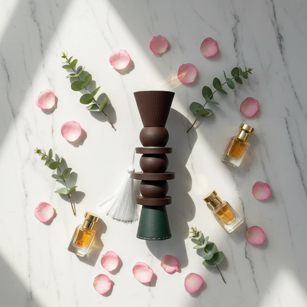 Dark Green & Brown Chalk Incense Burner | Sculptural Stacked Design | 25cm