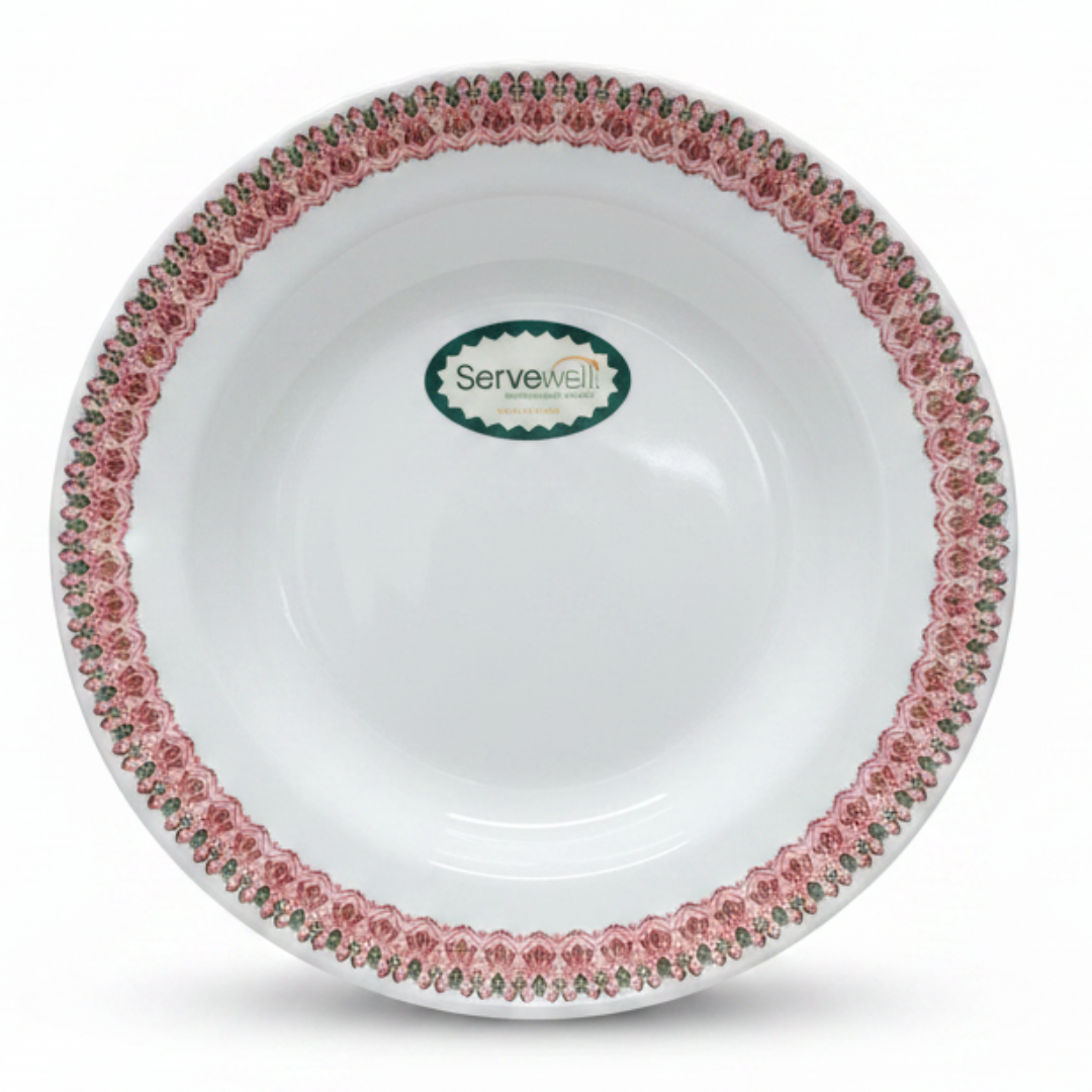 Servewell Melamine Dinner Plate 23cm | Elegant Floral Border Design