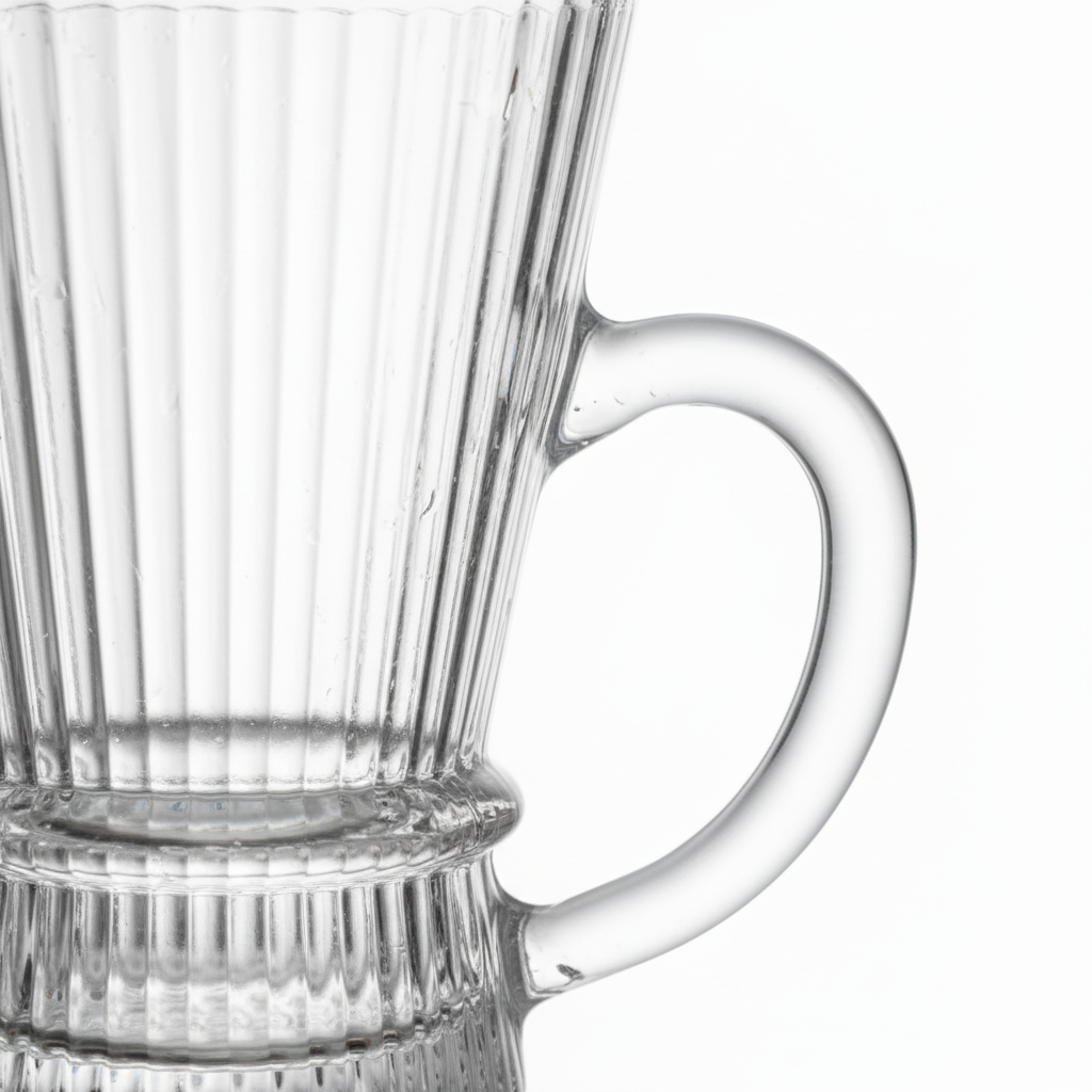 Deli Ribbed Glass Tea Mug with Handle - 140ml