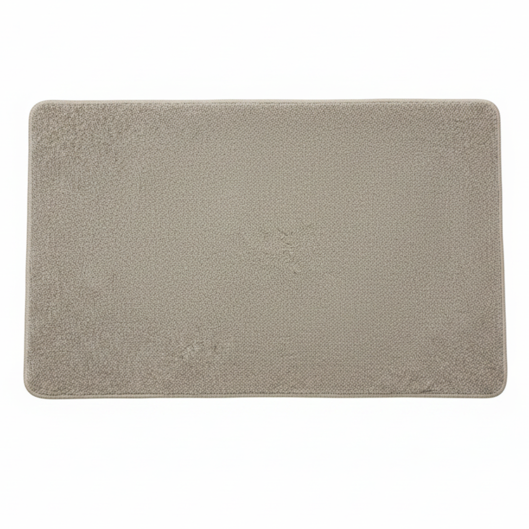 Rectangle Door Mat | Soft Speckled Pile | Non-Slip Backing | Serged Edges | 68 x 44 cm | Beige Sand | Indoor Entrance Rug