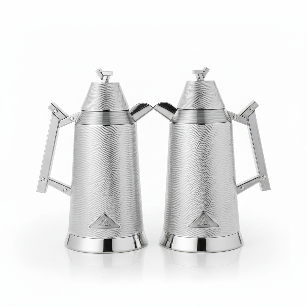 Red Home Dallah Vacuum Flask – Silver – 1L + 1L Set