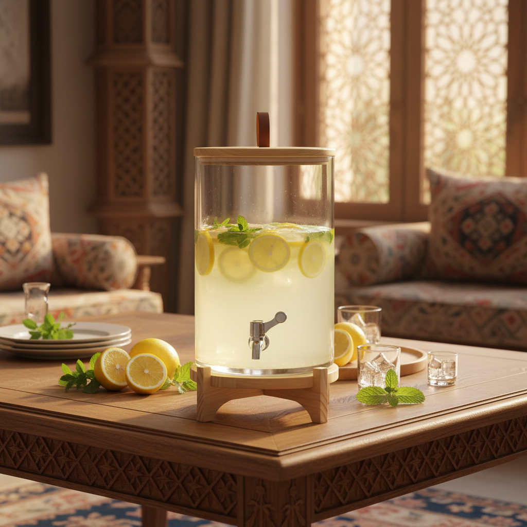 Velvet Glass Beverage Dispenser with Wooden Stand – 9L