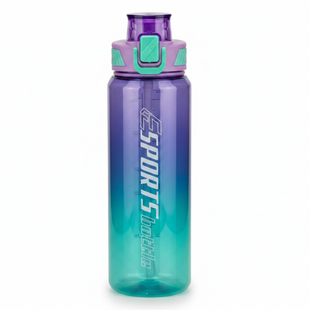 SPORTS Elite Gradient Water Bottle — Purple & Teal | Flip-Lock Cap 1000ml