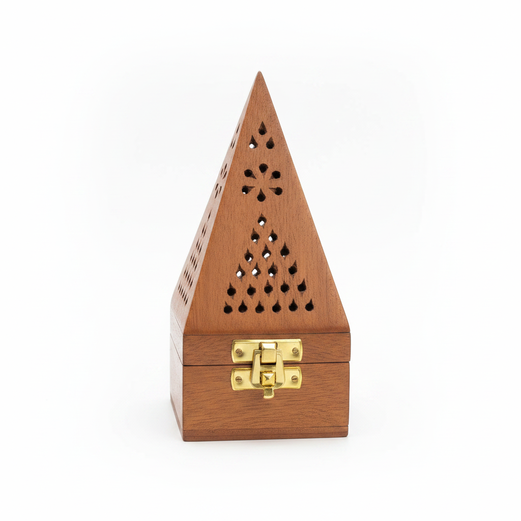 Wooden Pyramid Incense Burner Box - 18×8 cm