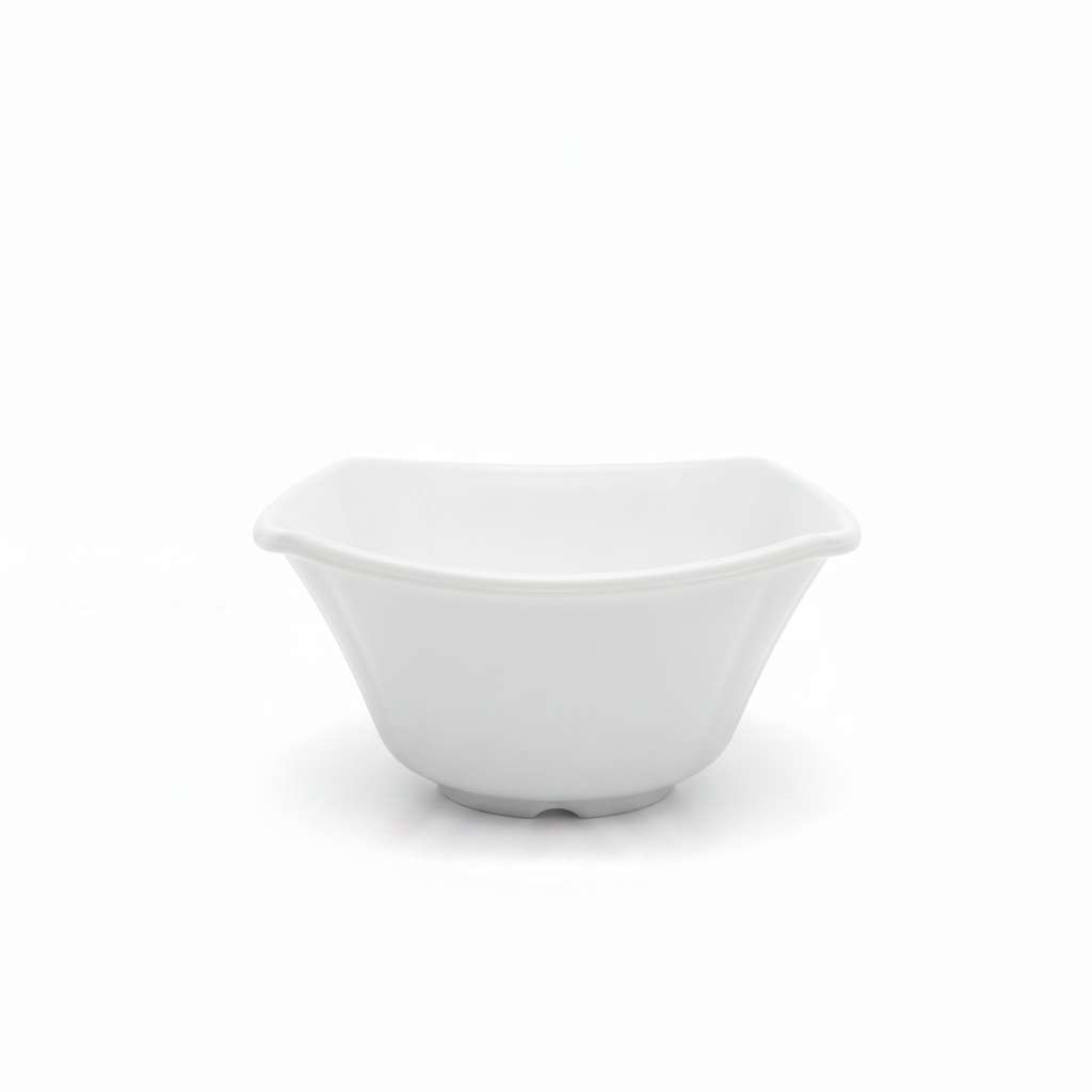 Dynasty Melamine Square Bowl – White – 11×5 cm
