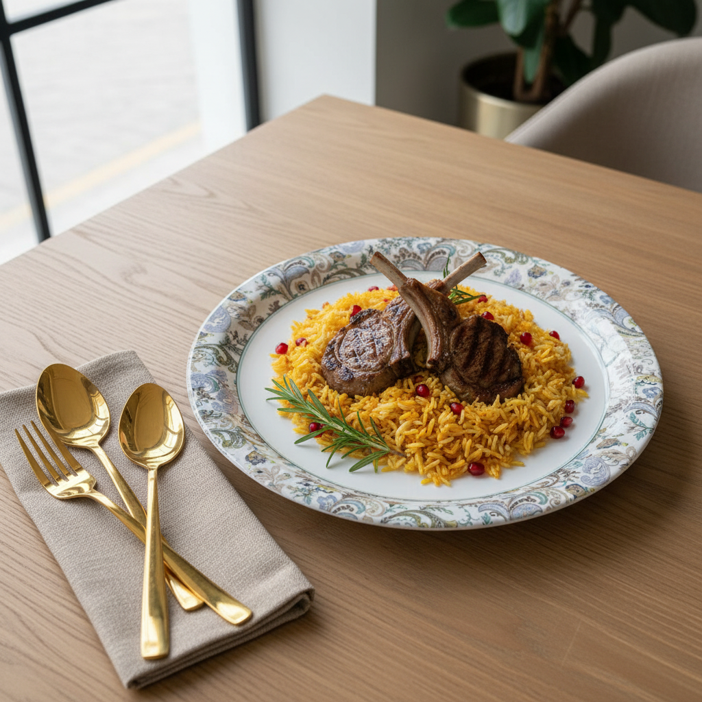 Servewell Round White Melamine Dinner Plate with Floral Design | 28cm
