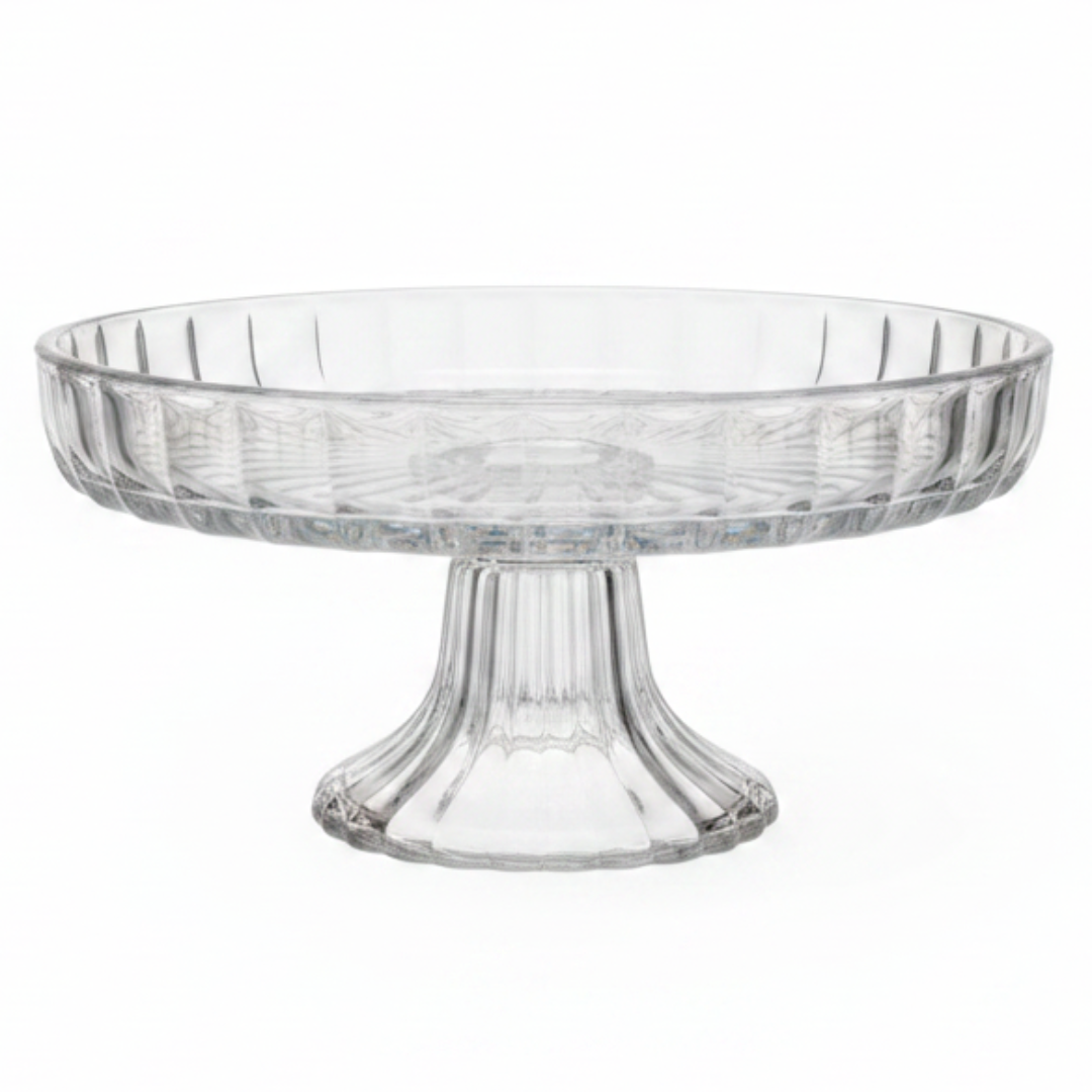 Footed Crystal Glass Candy Plate | Elegant Pedestal Serving Dish | 17×8 cm