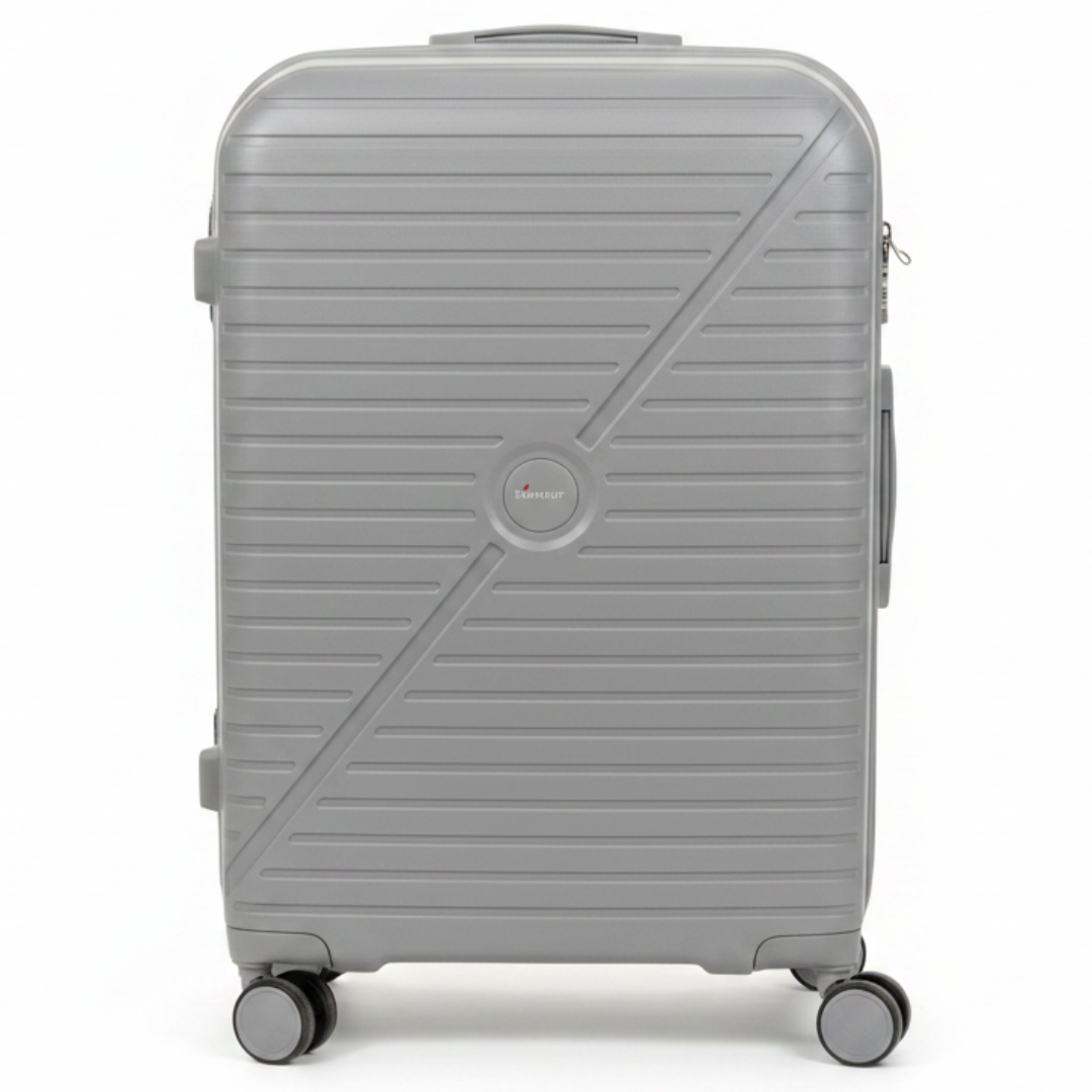 Senator Hard Shell PP Trolley Bag – Grey | Lightweight Spinner Luggage | 24 Inch |