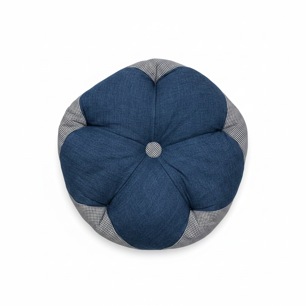 Navy Blue & Houndstooth Cushion - 40cm