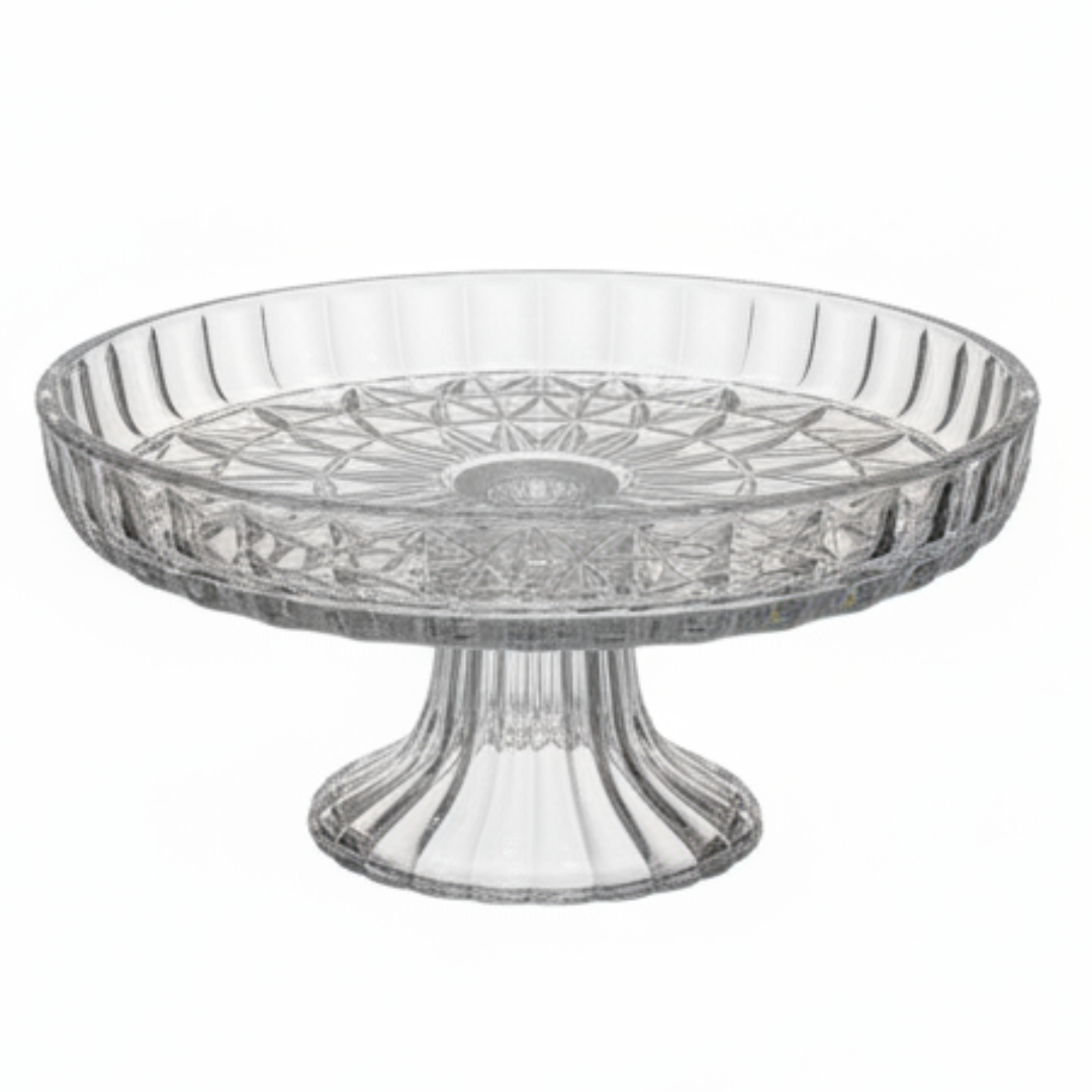 Crystal Footed Glass Candy Plate | Cut Glass Pedestal Serving Dish | 17×8 cm