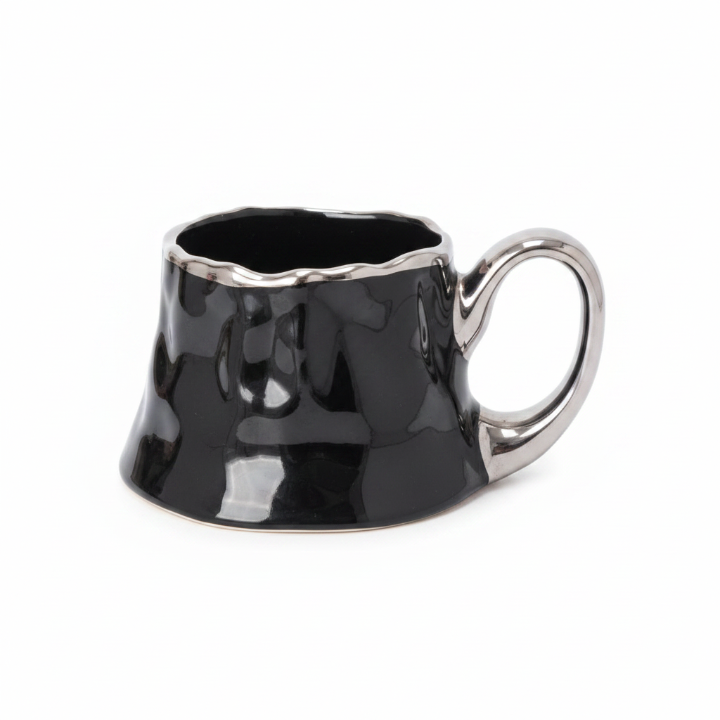 Black & Silver Ceramic Mug — 300ml