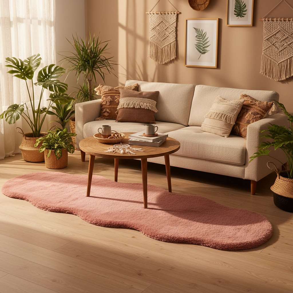 Luxe Plush Shaggy Floor Mat | Ultra-Soft Faux Fur Runner Rug | Wavy Organic Shape | 60×180 cm |
