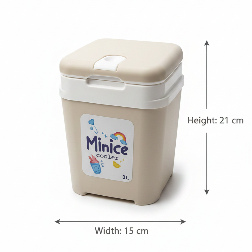 Minice Cooler Box Set of 3 – 3L / 1L / 320ml – Grey / Beige / Pink