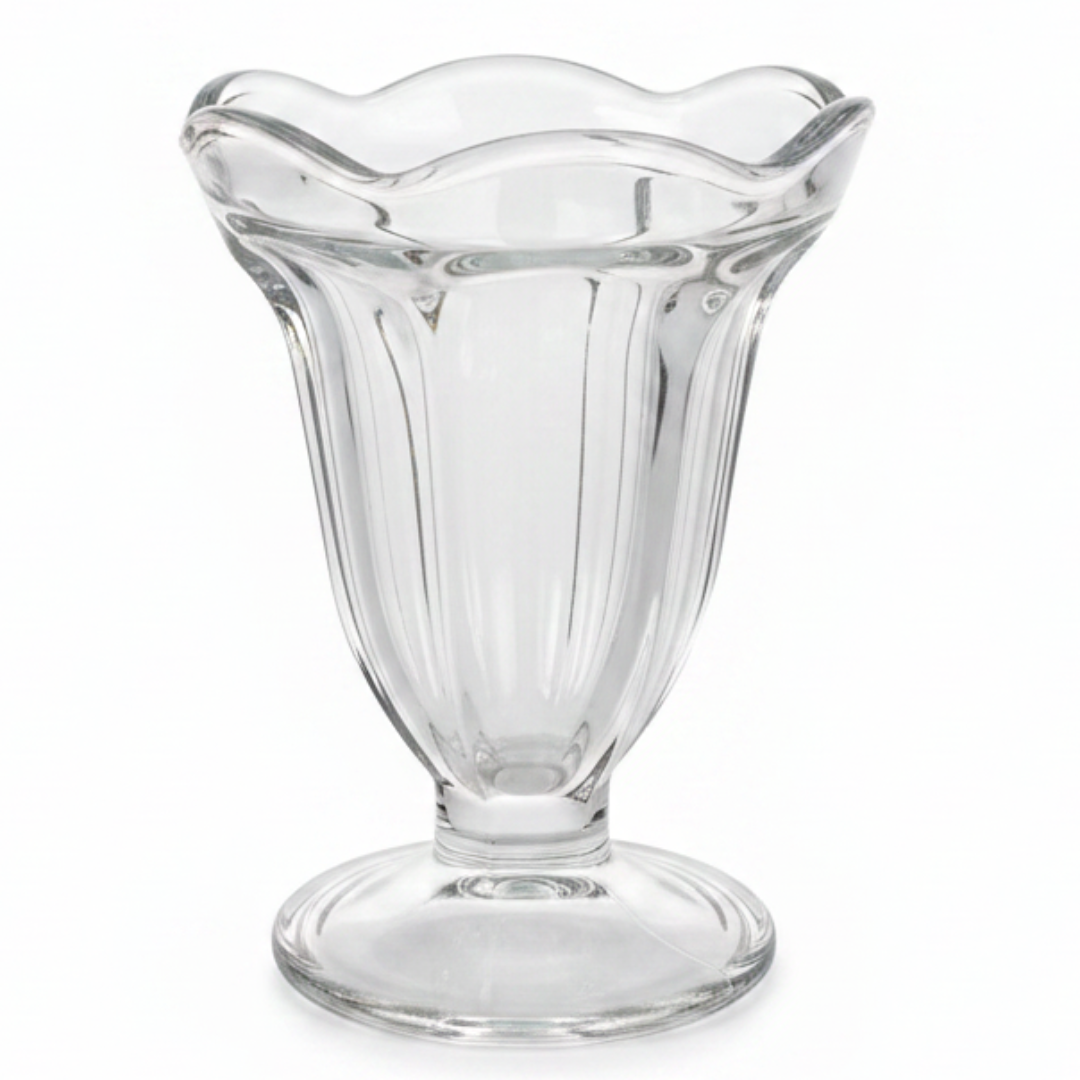 Crystal Footed Glass Ice Cream Cup – 190ml | Ruffled Rim Dessert Sundae Glass