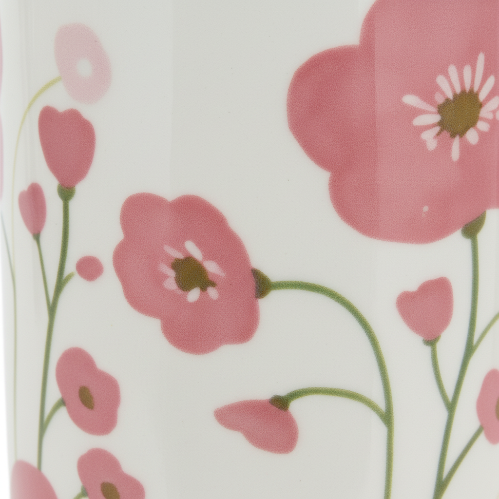 White Floral Poppy Ceramic Mug - 350ml