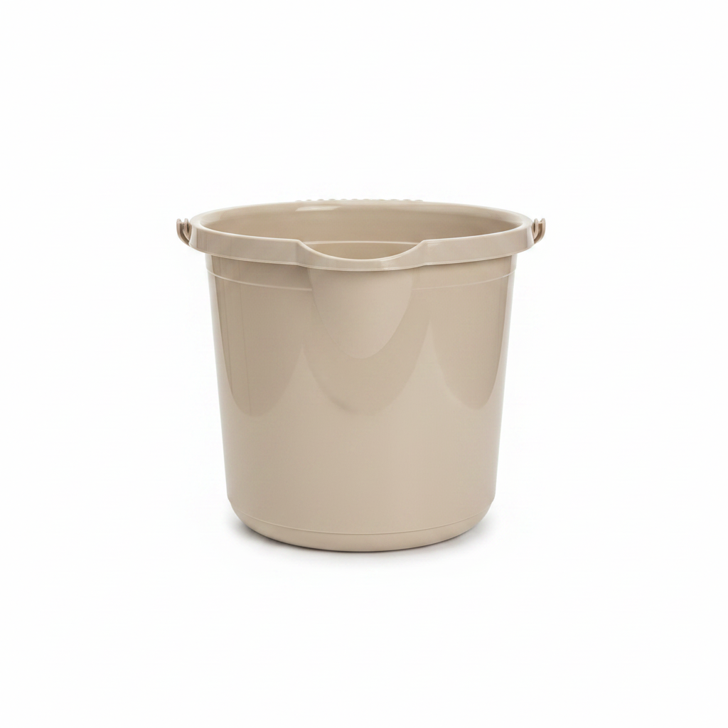 Polytime Purgat Plastic Cleaning Bucket - 14 Litre - Off White/ Beige / White