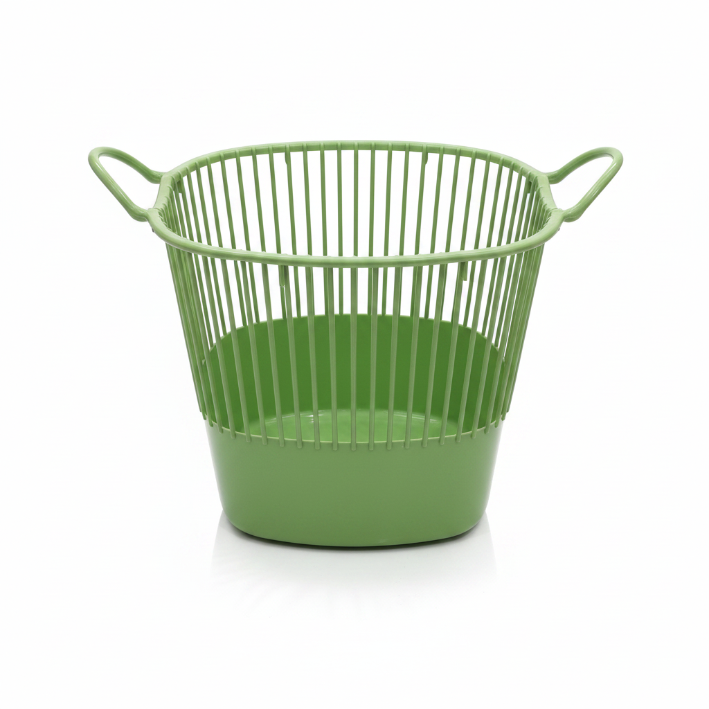 Plastic Laundry Basket with Handles - 36×40 cm - Purple / Yellow / Green
