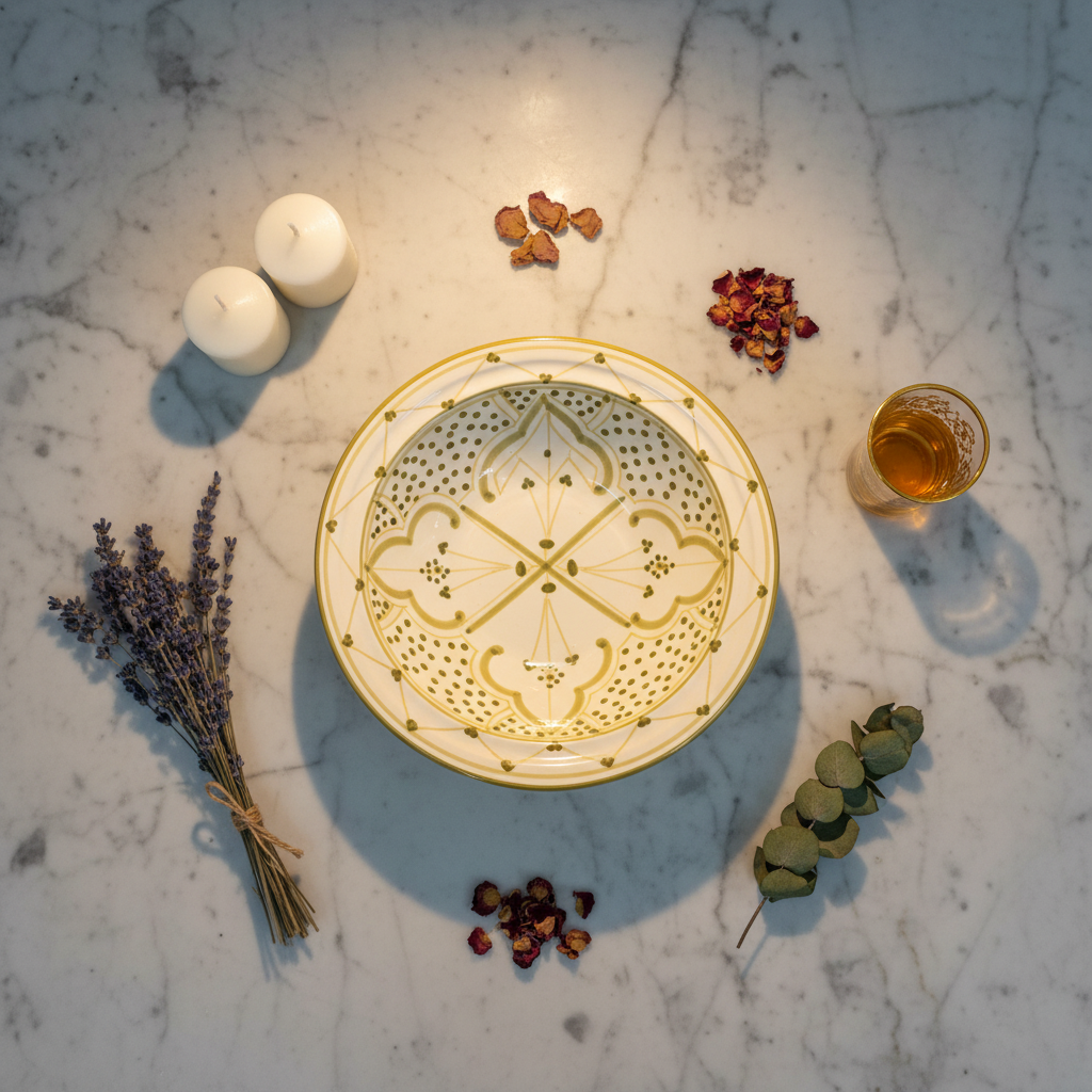 Slama Cream & Olive Gold Ceramic Soup Bowl - 23cm