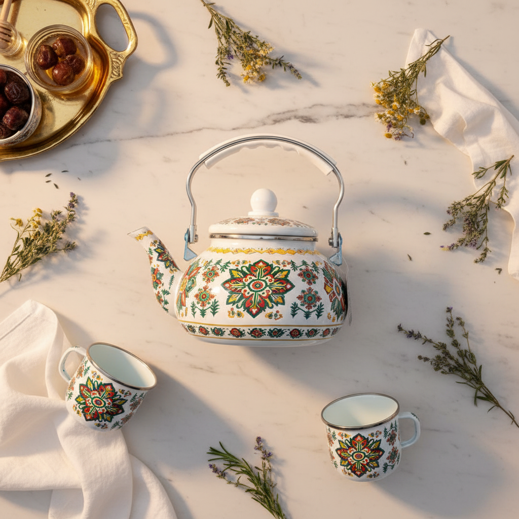 Venice Enamel Kettle With Floral Mandala Design - 2.5 Litre