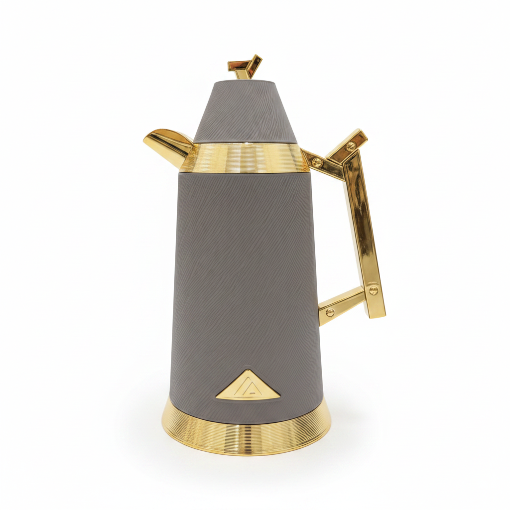 Red Home Luxury Vacuum Flask Set – 1L + 1L – Gray & Gold