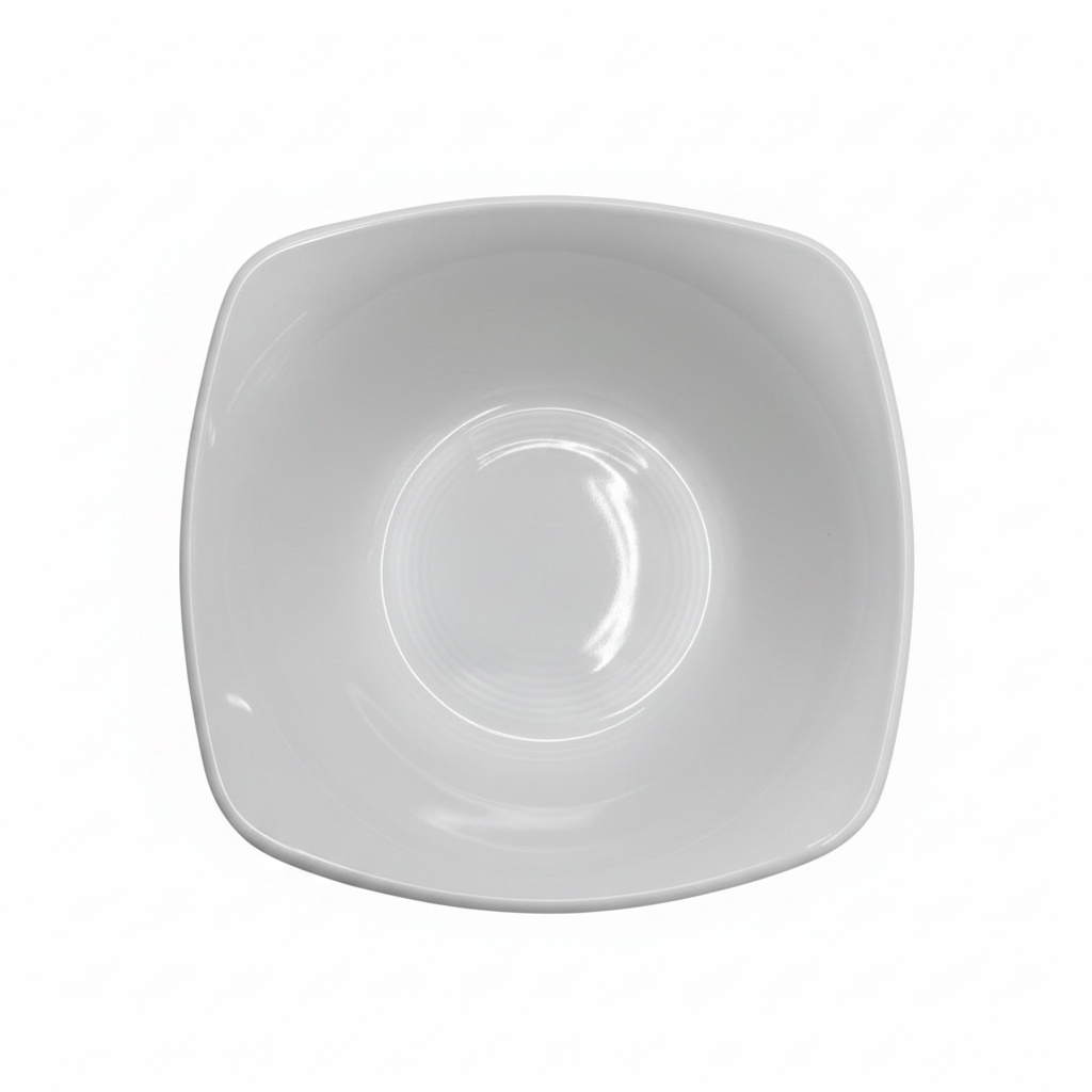 Dynasty Melamine Square Bowl – White – 13.5 × 5 cm