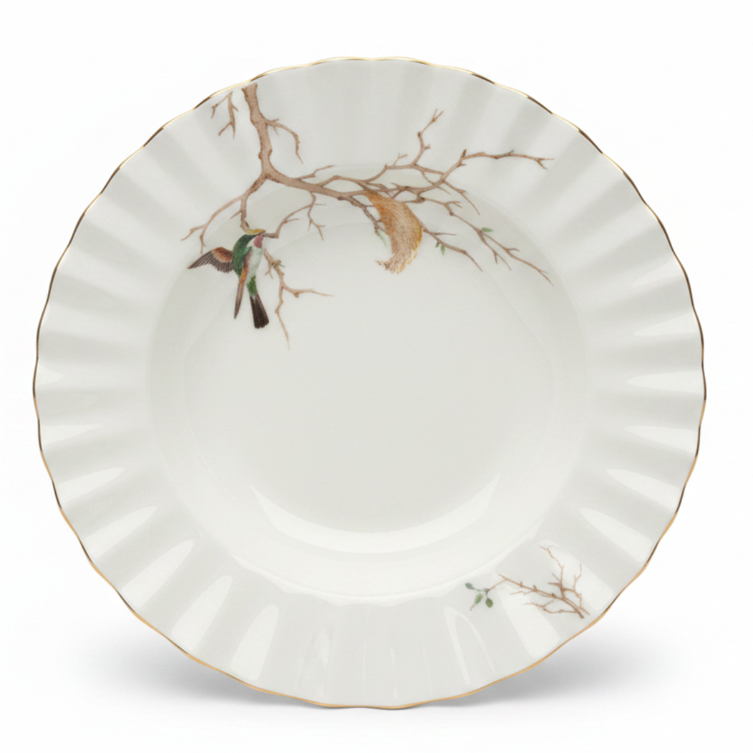 Angela Off-White Ceramic Plate with Bird Design | 22cm