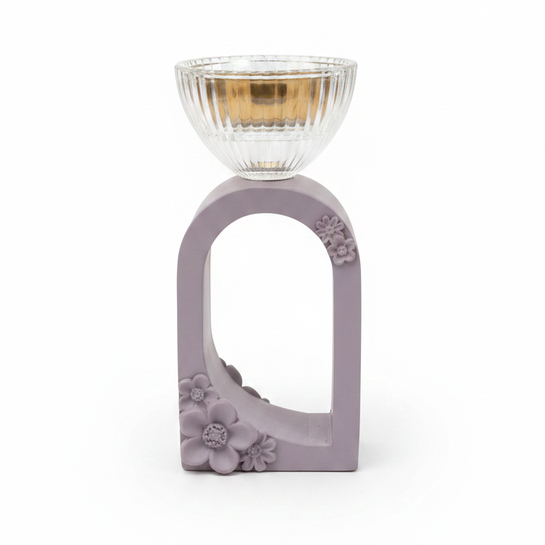 Lavender Chalk & Glass Incense Burner | Arch Floral Design | 15cm