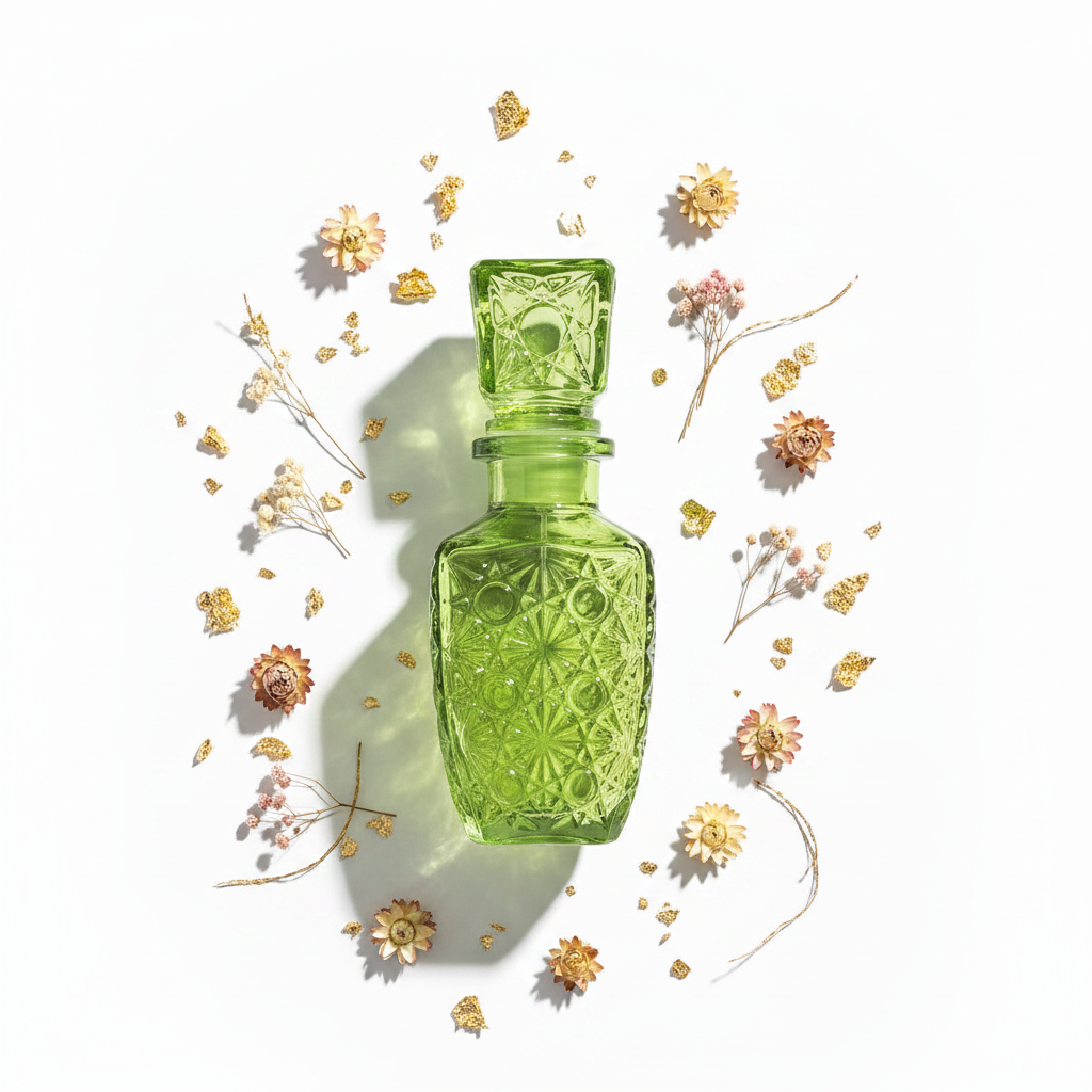 Tinted Crystal Glass Perfume Bottle - 500ml - Olive Green / Blue