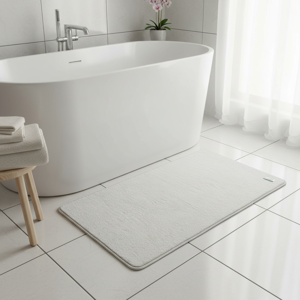 Soft Rectangle Door Mat | Anti-Slip Absorbent Floor Rug for Entrance, Bathroom & Living Room | 80 x 45 cm | Off White |