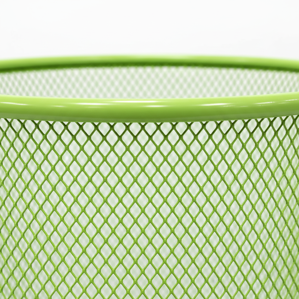Green Metal Mesh Dustbin - 28×26 cm