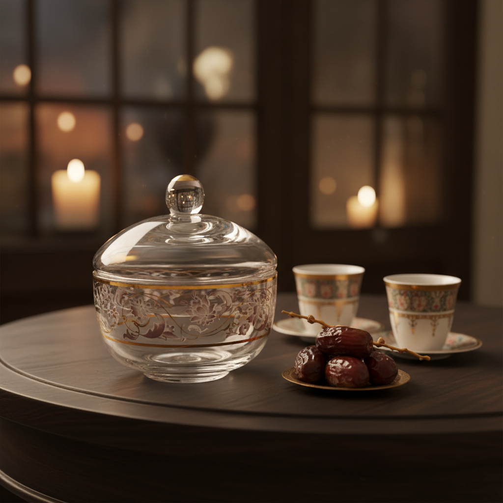 Almarjan Glass Sugar Pot with Lid - 200ml