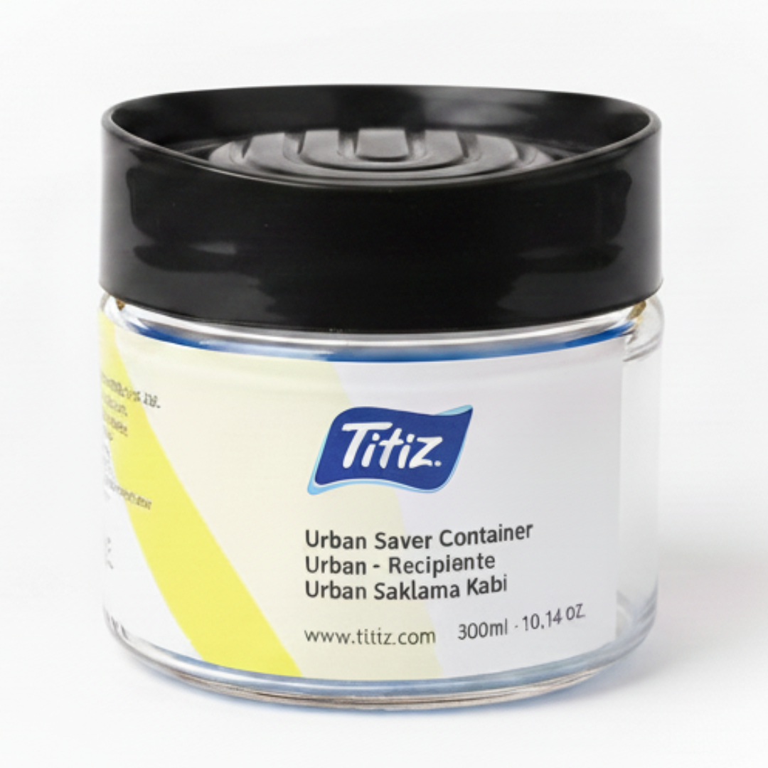 Titiz Urban Saver Glass Storage Jar with Plastic Lid – 300ml | Red / Blue / Black |