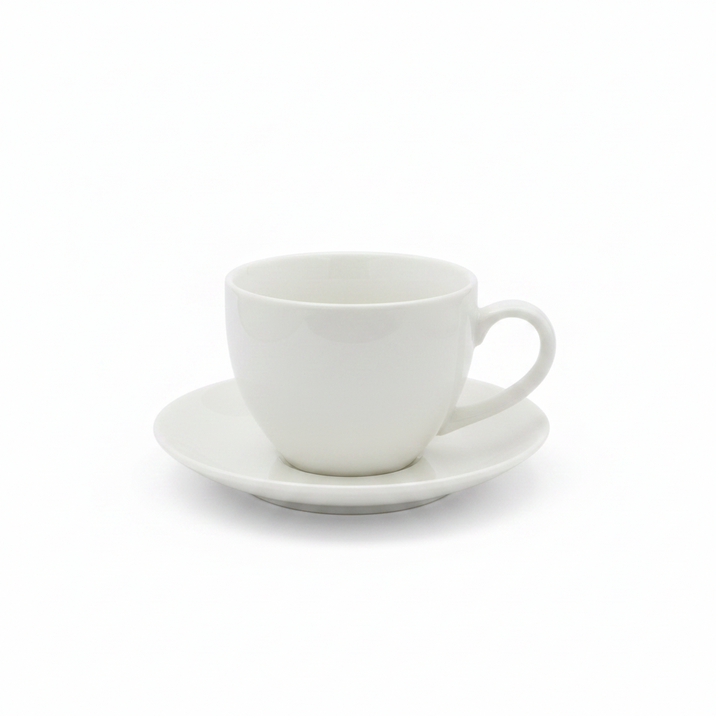 Porceletta White Ceramic Cup & Saucer Set — 200ml