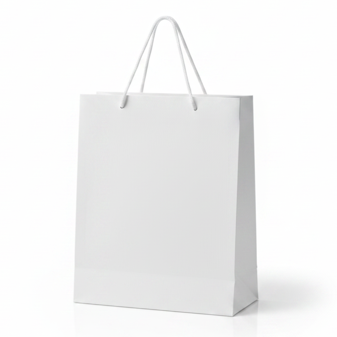 White Paper Gift Bag with Rope Handles | Elegant Luxury Packaging for Gifting | 32×25cm |