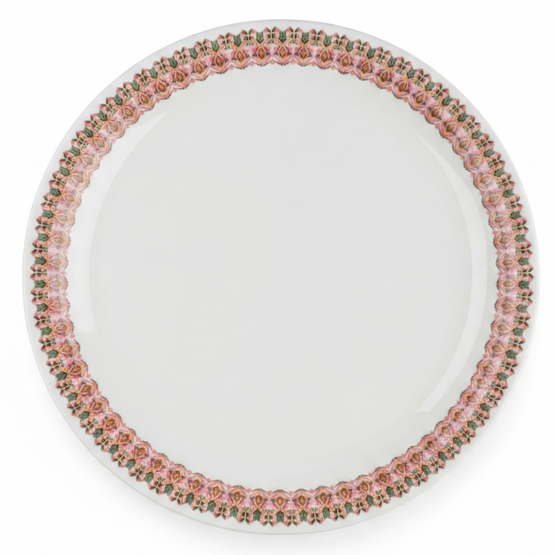 Servewell White Melamine Dinner Plate 28cm | Elegant Floral Border Design