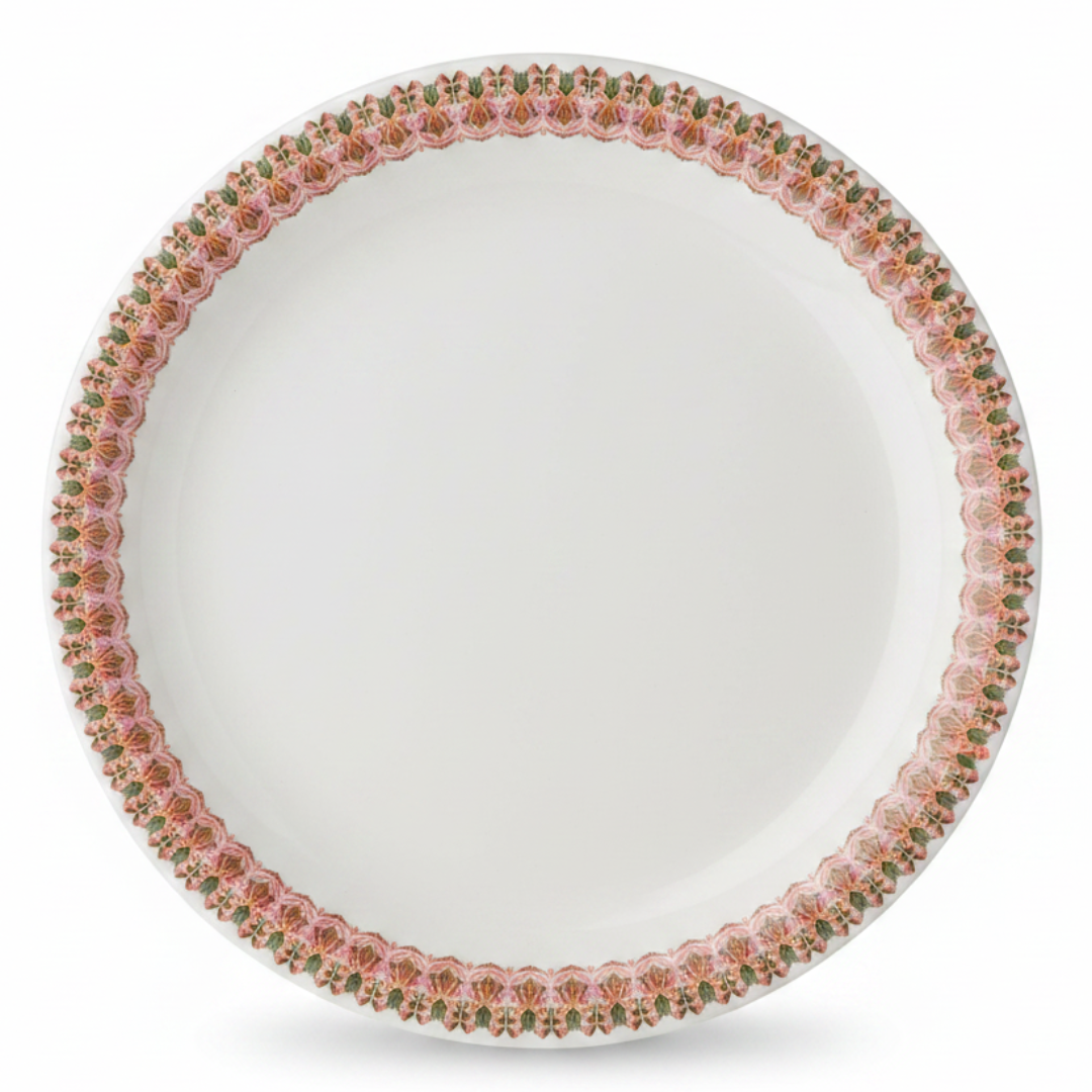 Servewell White Melamine Dinner Plate 19cm| Elegant Floral Border Design