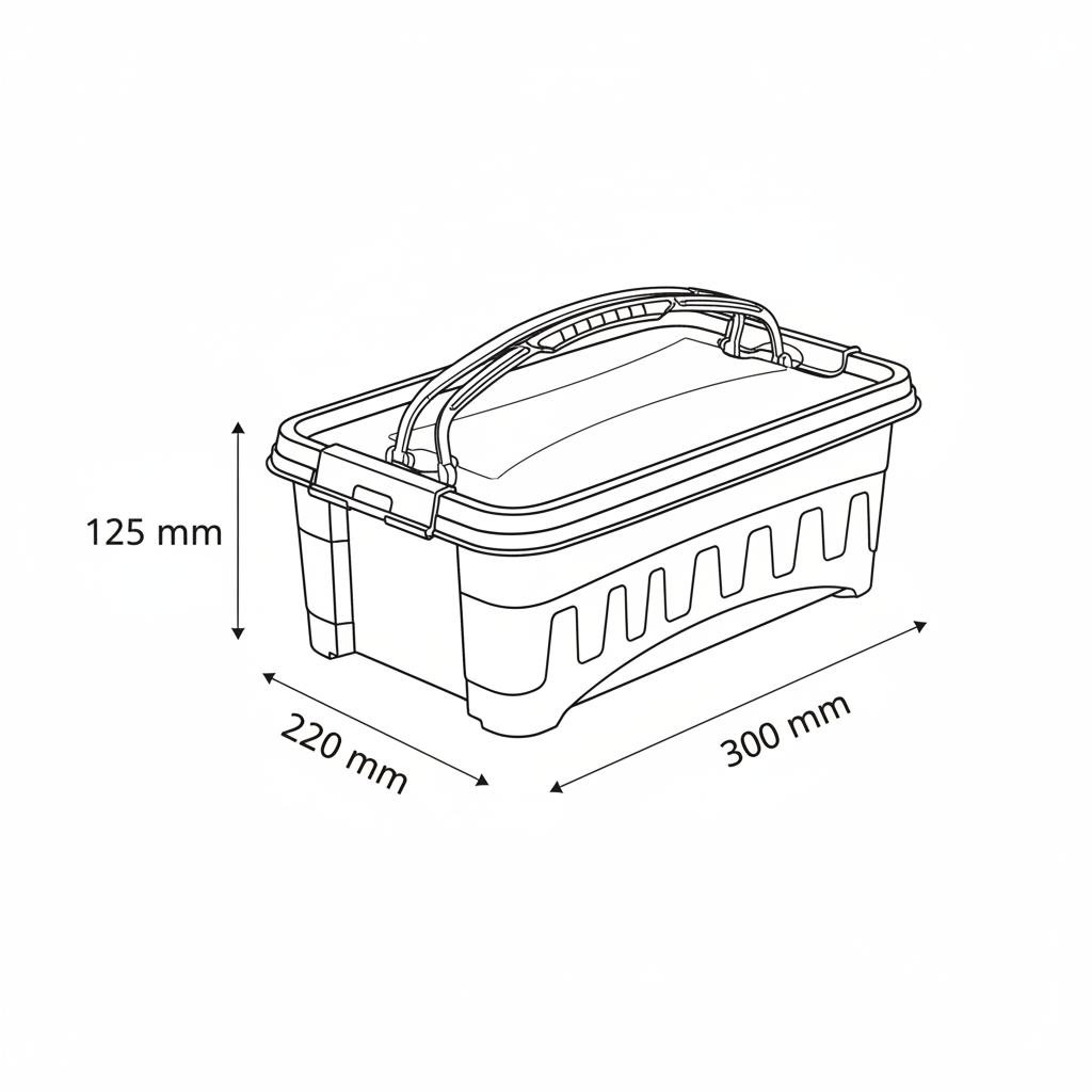 Polytime Rectangular Storage Box with Lid & Handle – 5 Ltr | 300×220×125 mm | Transparent