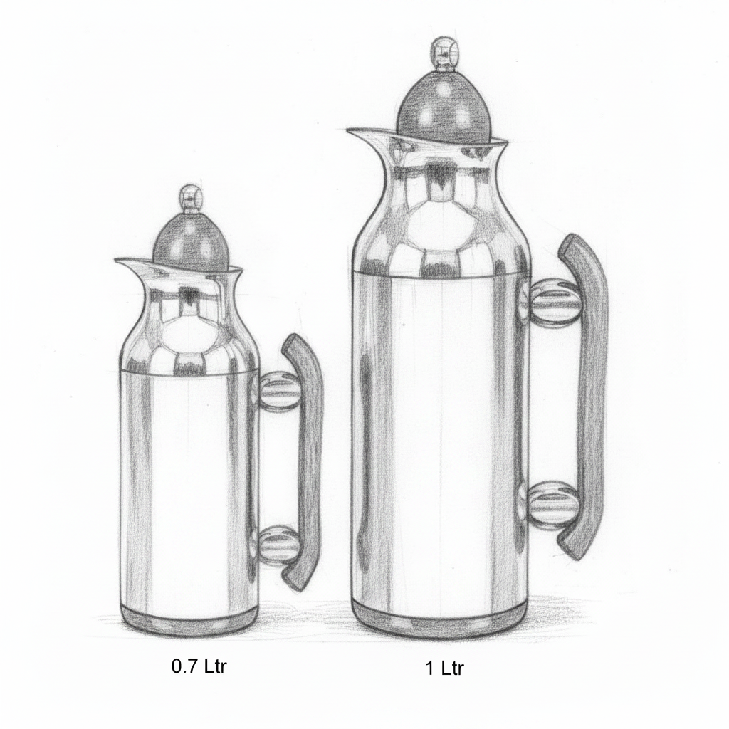 Mahra Vacuum Flask Set | 1L + 0.7L | Silver With Dark Wood Edition