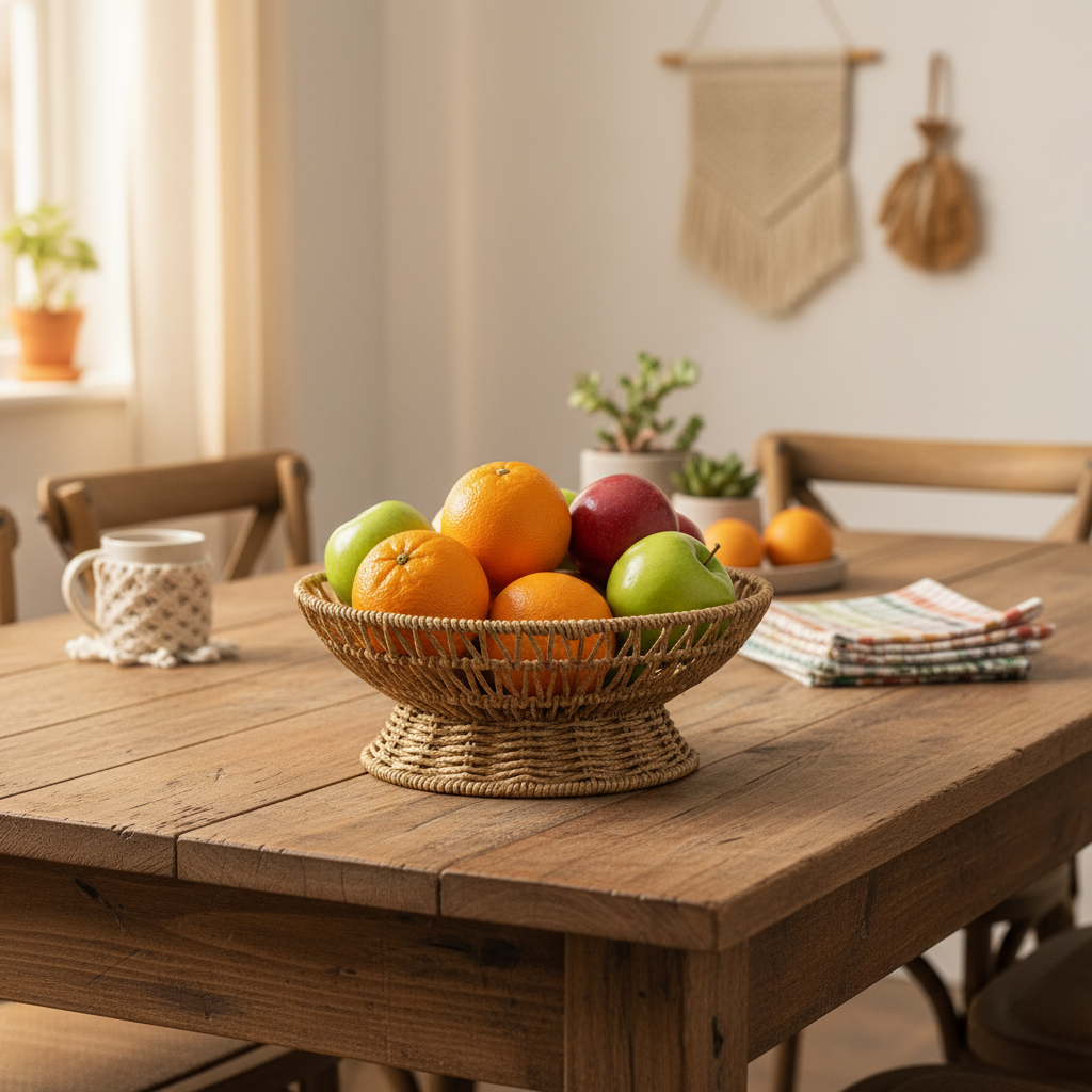 Wire Fruit Basket with Pedestal Base | 25×10 cm | Artisan Home Accent Woven Color