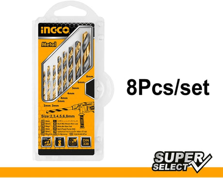 Ingco 8 - Piece HSS Twist Drill Bit Set, Durable & Sharp for Metal & Wood, AKDB0801 - Al Kabayel Discount CentreIngco 8 - Piece HSS Twist Drill Bit Set, Durable & Sharp for Metal & Wood, AKDB0801ToolsINGCOAl Kabayel Discount Centre