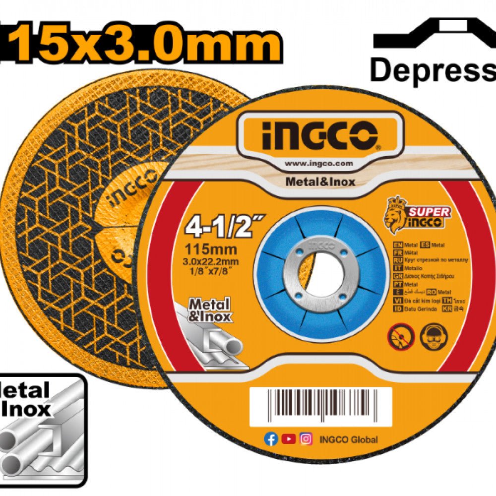 INGCO Metal Cutting Disc 115mm x 3mm, 1pc - Al Kabayel Discount CentreINGCO Metal Cutting Disc 115mm x 3mm, 1pcPower ToolsINGCOAl Kabayel Discount Centre