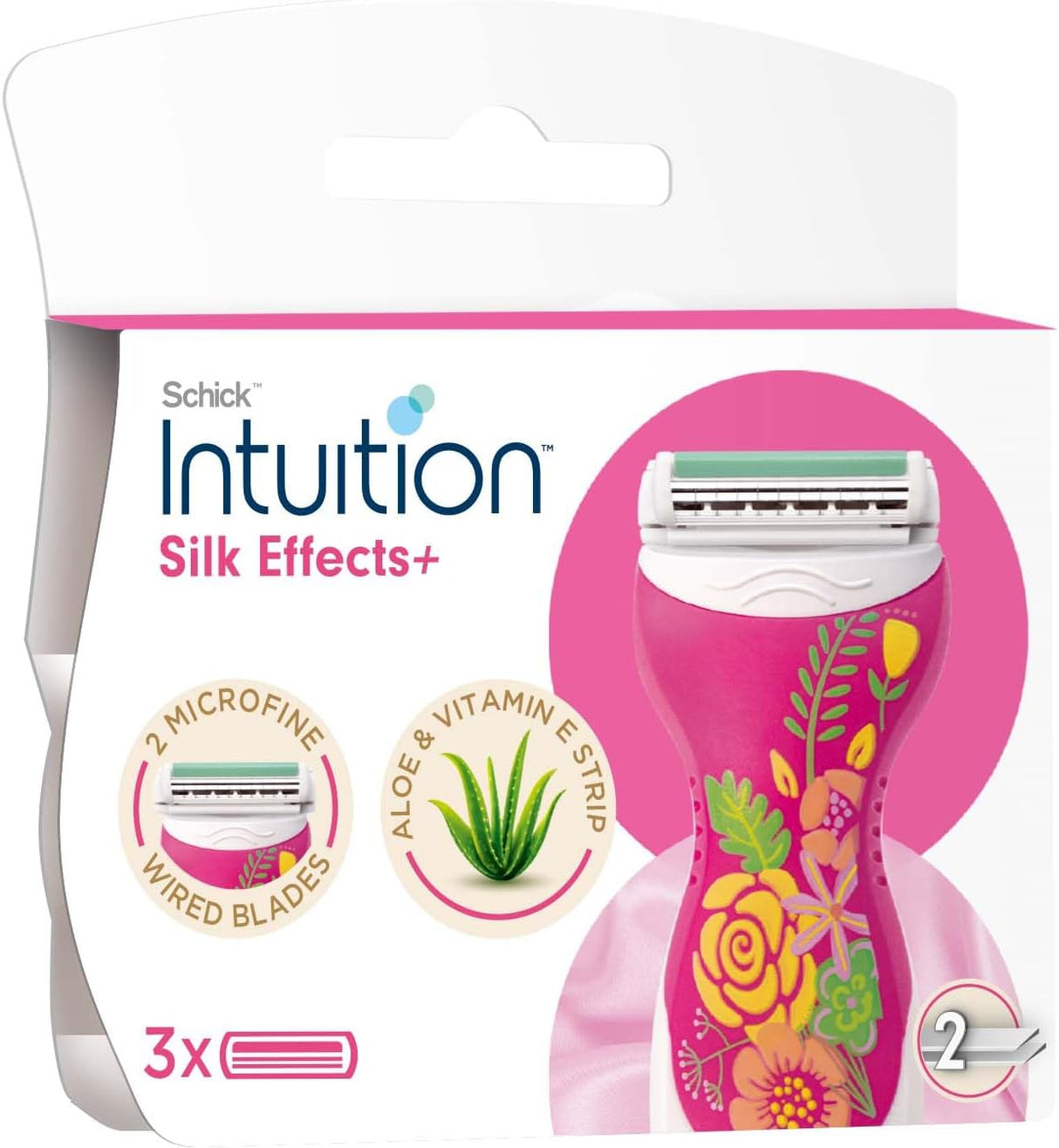 Intuition Silk Effects Women Razor Refill Catridges for Women - Enriched with Vitamin E and Aloe - 2 microfine Wired Blades - Guards against Nicks & Cuts - Smooth Comfortable Shave - 3 Cartridges - Al Kabayel Discount CentreIntuition Silk Effects Women Razor Refill Catridges for Women - Enriched with Vitamin E and Aloe - 2 microfine Wired Blades - Guards against Nicks & Cuts - Smooth Comfortable Shave - 3 CartridgesPersonal Care & Styling ToolsINTUITIONAl Kabayel Discount Centre