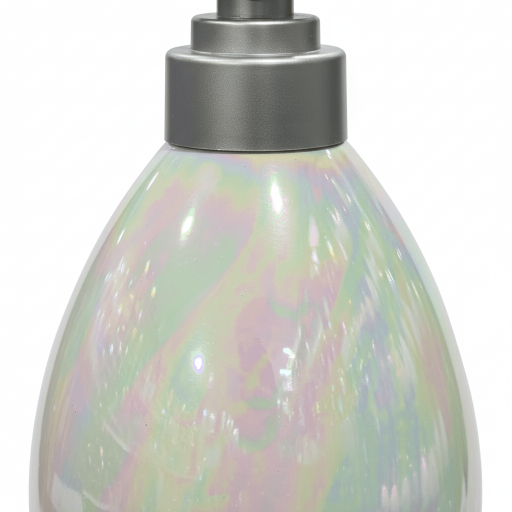 Iridescent Pearl Ceramic & Plastic Liquid Soap Dispenser – 400ml - Al Kabayel Discount CentreIridescent Pearl Ceramic & Plastic Liquid Soap Dispenser – 400mlHolders & DispensersAKDCAl Kabayel Discount Centre