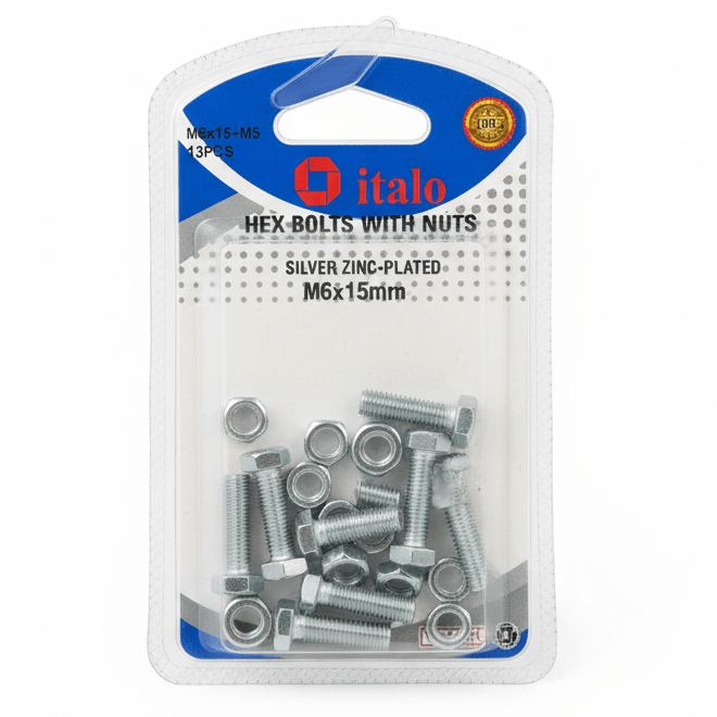 Italo 13pcs Hex Bolts with Nuts Set – M5x16 + M5 - Al Kabayel Discount CentreItalo 13pcs Hex Bolts with Nuts Set – M5x16 + M5HardwaresITALOAl Kabayel Discount Centre