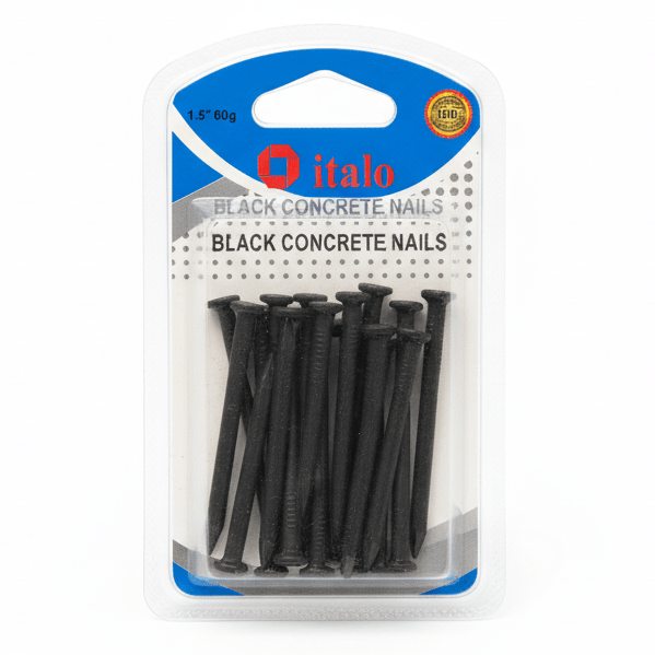 Italo Black Concrete Nails 1.5" – 60g Pack (B115) - Al Kabayel Discount CentreItalo Black Concrete Nails 1.5" – 60g Pack (B115)HardwaresITALOAl Kabayel Discount Centre