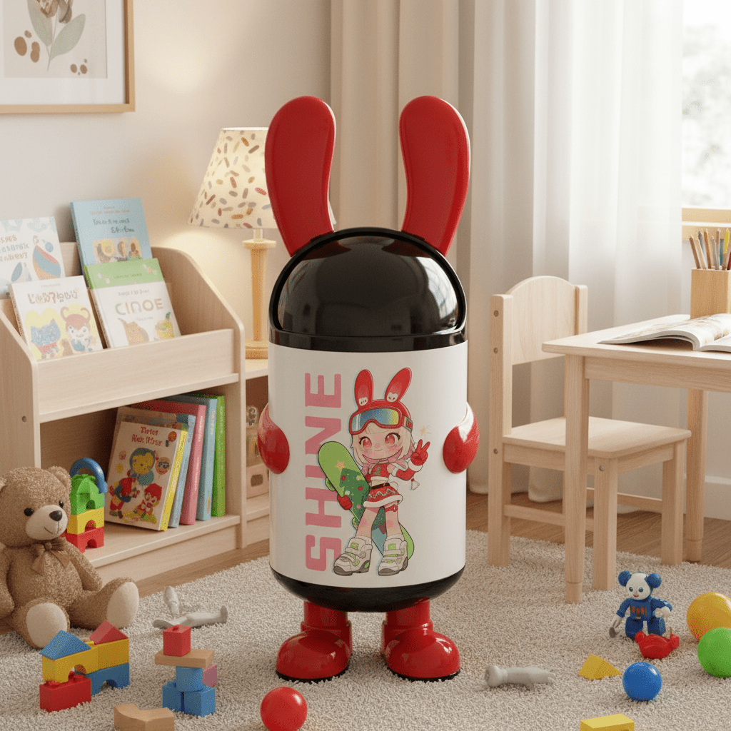 Italo SHINE Cartoon Character Plastic Trash Can 70cm – White & Red | Kids Character Waste Bin with Black Dome Lid - Al Kabayel Discount CentreItalo SHINE Cartoon Character Plastic Trash Can 70cm – White & Red | Kids Character Waste Bin with Black Dome LidOrganizers & AccessoriesITALOAl Kabayel Discount Centre