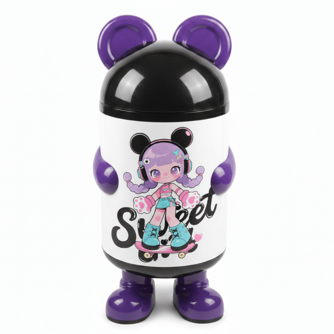 Italo Sweet Girl Cartoon Character Plastic Trash Can | 60cm | White & Purple with Black Lid - Al Kabayel Discount CentreItalo Sweet Girl Cartoon Character Plastic Trash Can | 60cm | White & Purple with Black LidOrganizers & AccessoriesITALOAl Kabayel Discount Centre